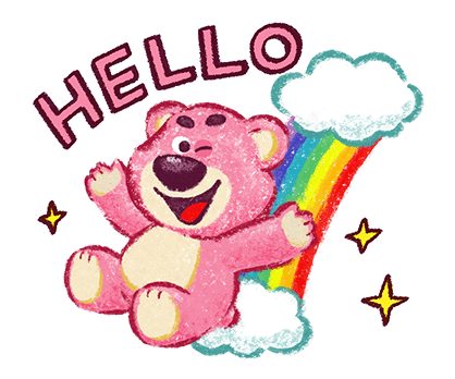 Lotso Hello Rainbow Greeting Illustration