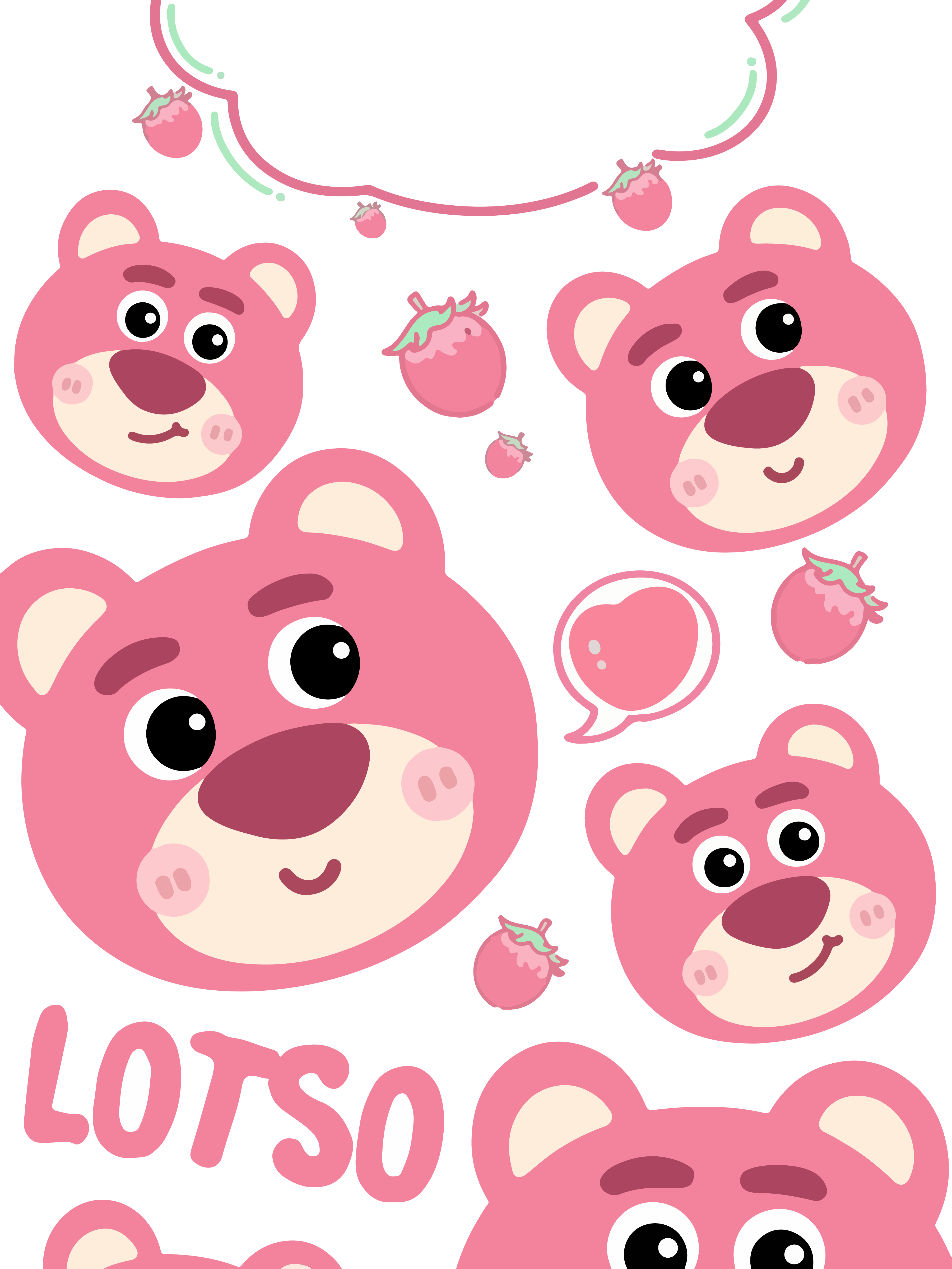 Lotso Face and Strawberry Pattern