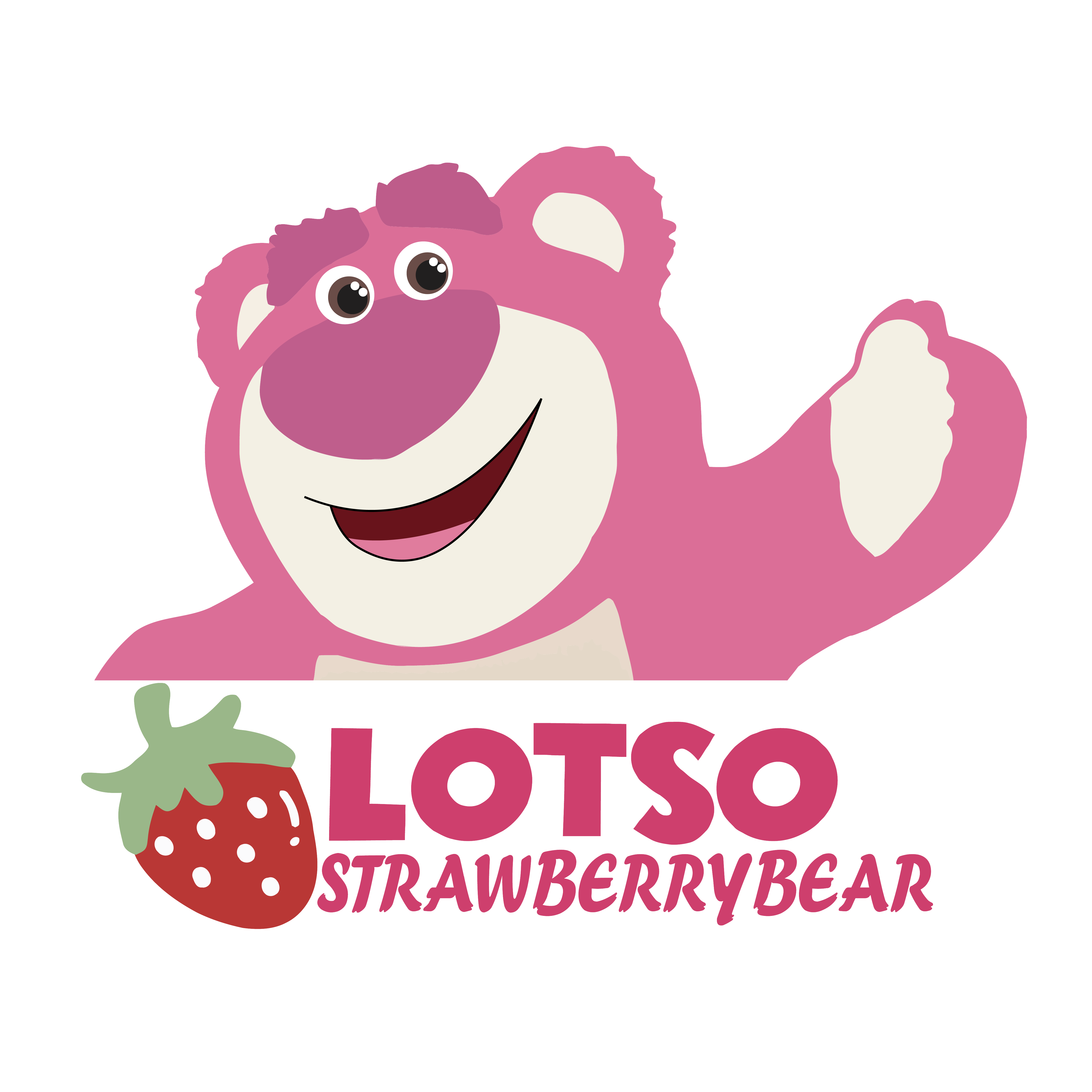 Waving Lotso Strawberry Bear Graphic