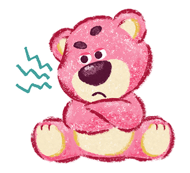 Worried Lotso Sitting with Folded Arms