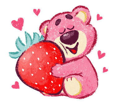 Lotso Hugging a Giant Strawberry