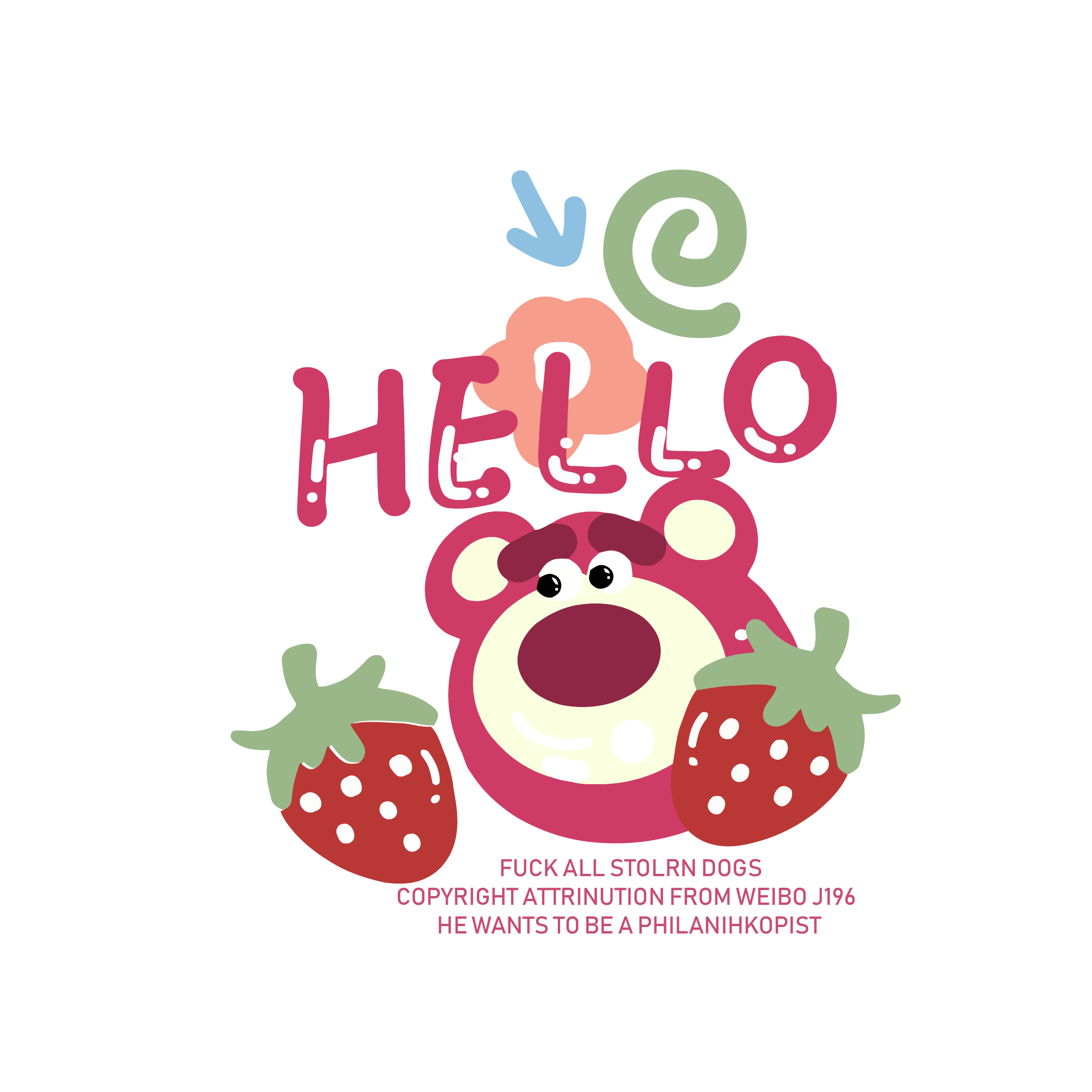 Lotso Hello with Strawberries Illustration
