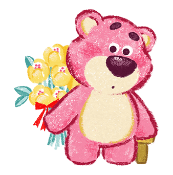 Lotso Holding Yellow Flowers Illustration