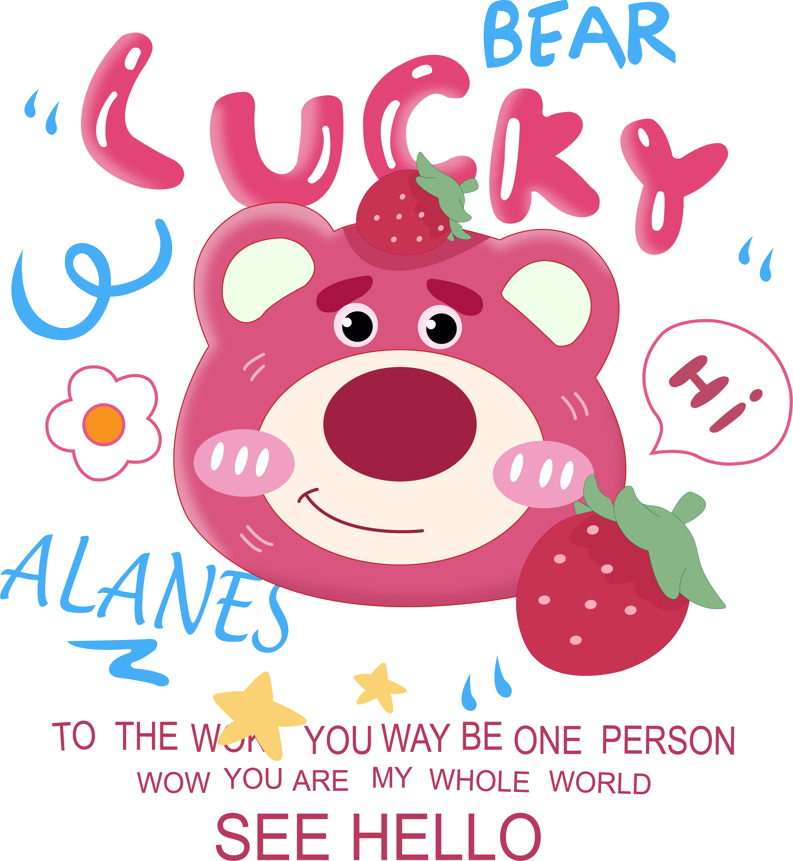 Lucky Bear Strawberry Greeting