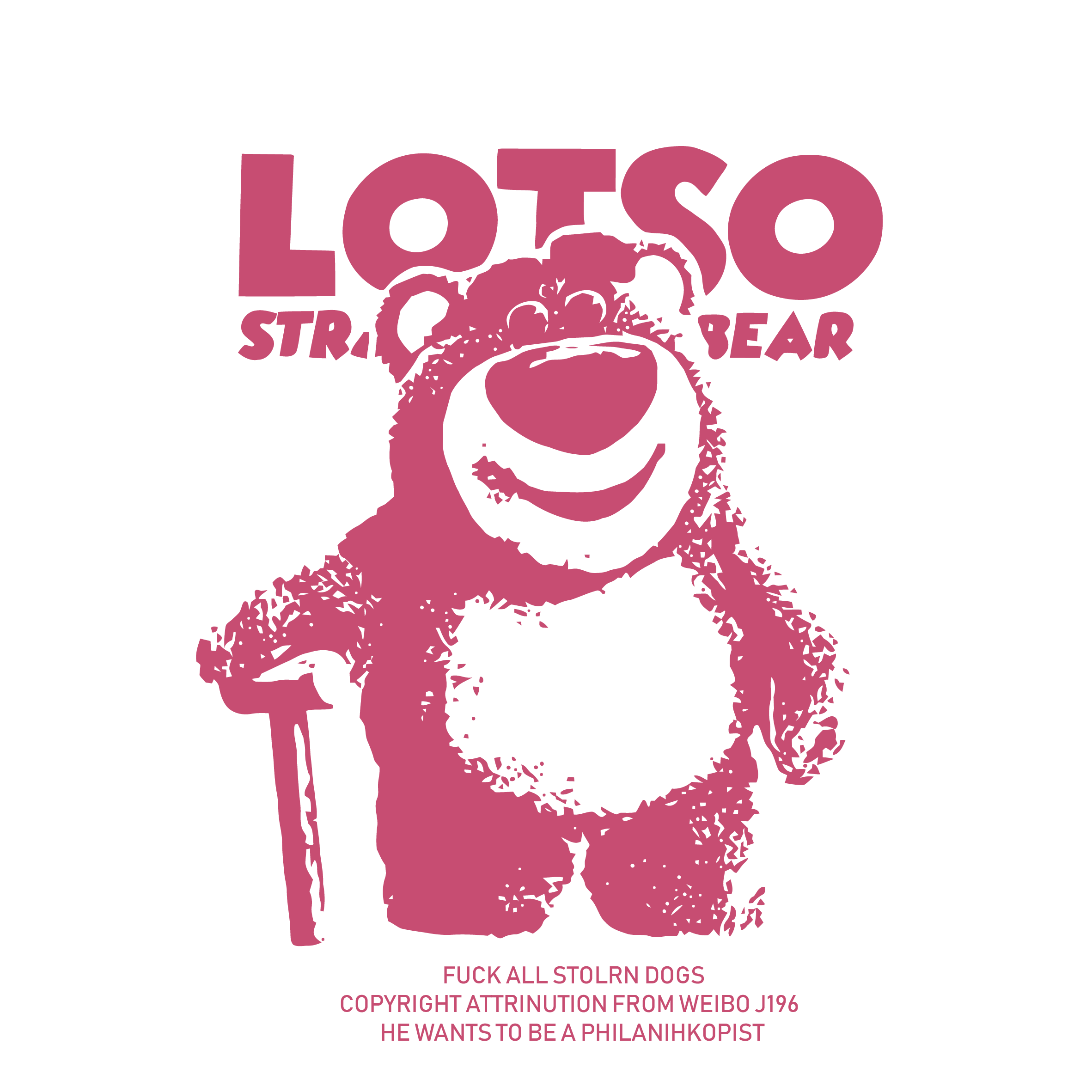 Lotso Strawberry Bear Pink Silhouette Illustration