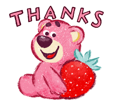 Thankful Lotso Beside a Strawberry