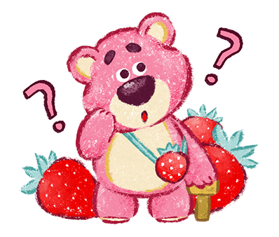 Puzzled Lotso Surrounded by Strawberries