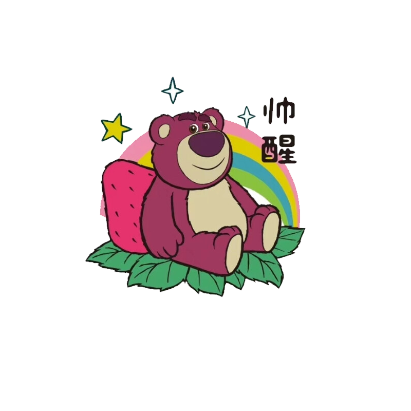 Lotso on a Strawberry with Rainbow