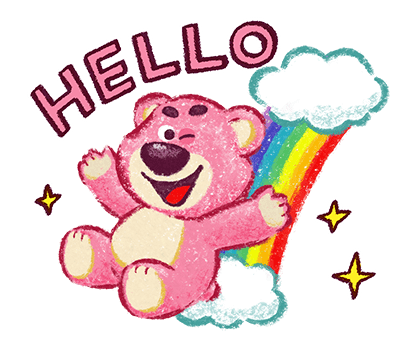 Lotso Hello Rainbow Greeting Illustration