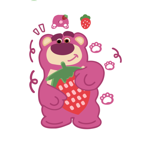 Lotso Holding a Giant Strawberry Illustration