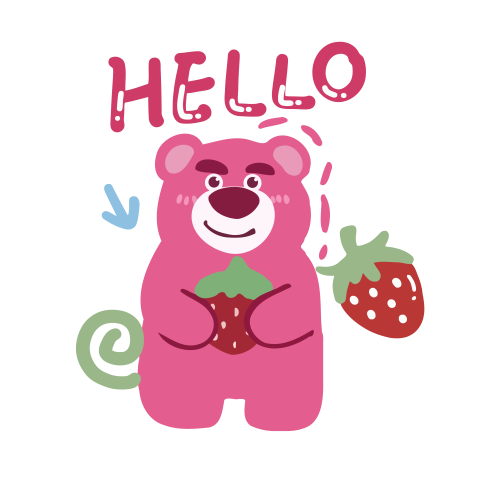Lotso Holding a Strawberry Hello Graphic