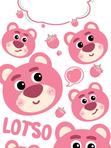 Lotso Face and Strawberry Pattern