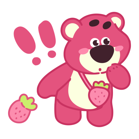 Surprised Lotso with Strawberry Bag Illustration