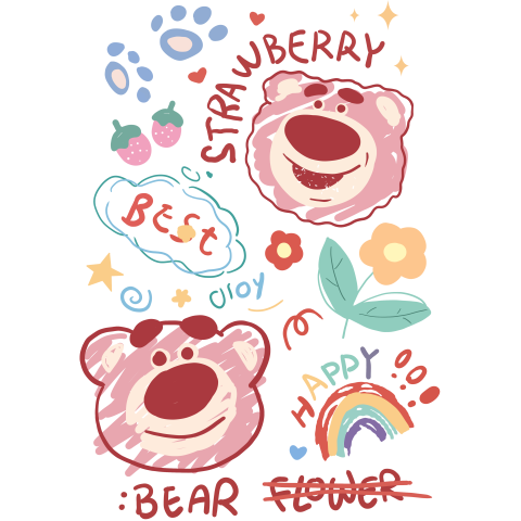 Strawberry Lotso Doodle Collage