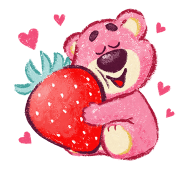 Lotso Hugging a Giant Strawberry