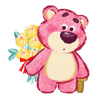Lotso Holding Yellow Flowers Illustration