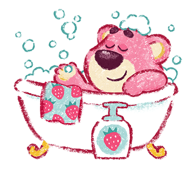 Lotso Taking a Strawberry Bubble Bath