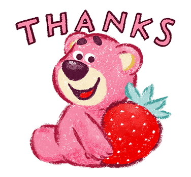 Thankful Lotso Beside a Strawberry
