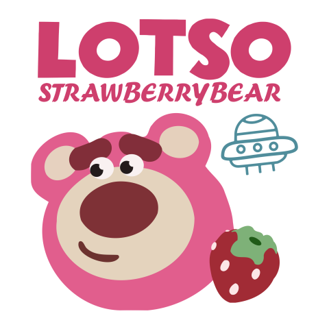 Lotso Strawberry Bear Typography Graphic