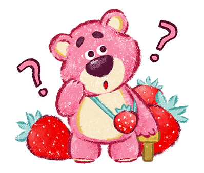Puzzled Lotso Surrounded by Strawberries