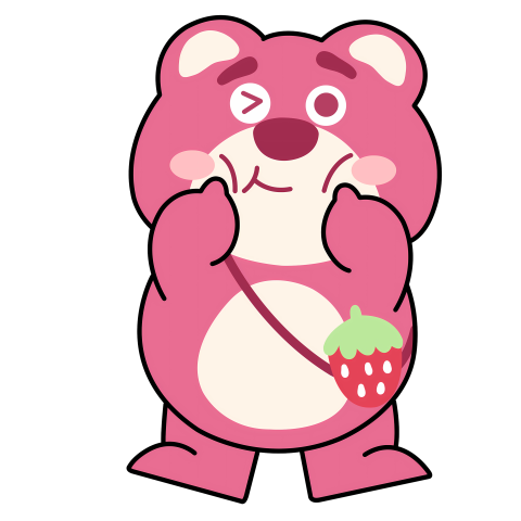 Winking Lotso with Strawberry Bag Illustration