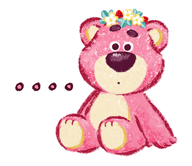 Quiet Lotso Wearing a Flower Crown