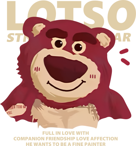 Smiling Lotso Portrait with Bold Lettering